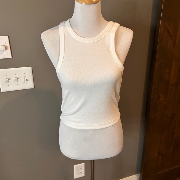 NWT Off White Cream Ribbed Racerback Ribbed Tank - Picture 6 of 8